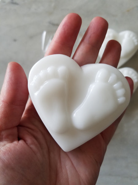Bulk Pack DIY Baby Shower Heart Foot Print Soap Set of 12 - The Lovely Gift Co