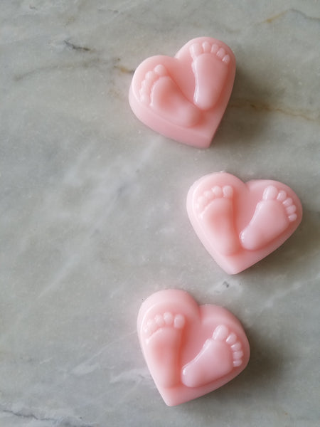 Baby Shower Heart Foot Print Soap Favors Set of 12 - The Lovely Gift Co