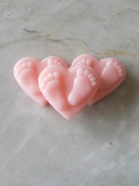 Baby Shower Heart Foot Print Soap Favors Set of 12 - The Lovely Gift Co