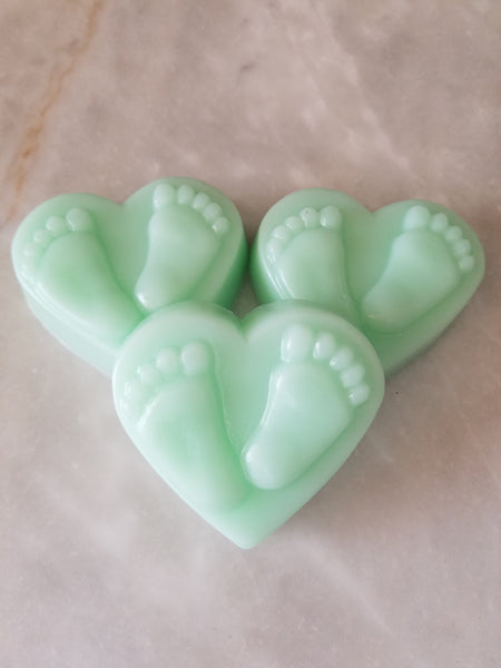Bulk Pack DIY Baby Shower Heart Foot Print Soap Set of 12 - The Lovely Gift Co