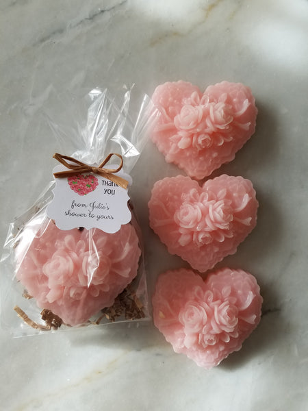 Rose Heart Soap Party Favors for Bridal Showers Weddings Set of 12 - The Lovely Gift Co