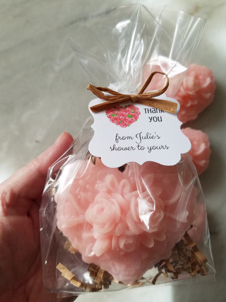 Rose Heart Soap Party Favors for Bridal Showers Weddings Set of 12 - The Lovely Gift Co