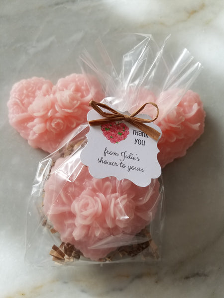Rose Heart Soap Party Favors for Bridal Showers Weddings Set of 12 - The Lovely Gift Co