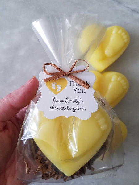 Baby Shower Heart Foot Print Soap Favors Set of 12 - The Lovely Gift Co