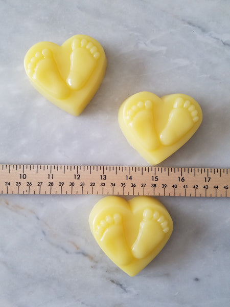 Bulk Pack DIY Baby Shower Heart Foot Print Soap Set of 12 - The Lovely Gift Co