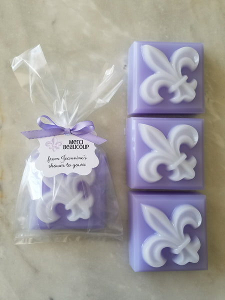 French Lavender Fleur de lis Soap Favors, Set of 9 - The Lovely Gift Co