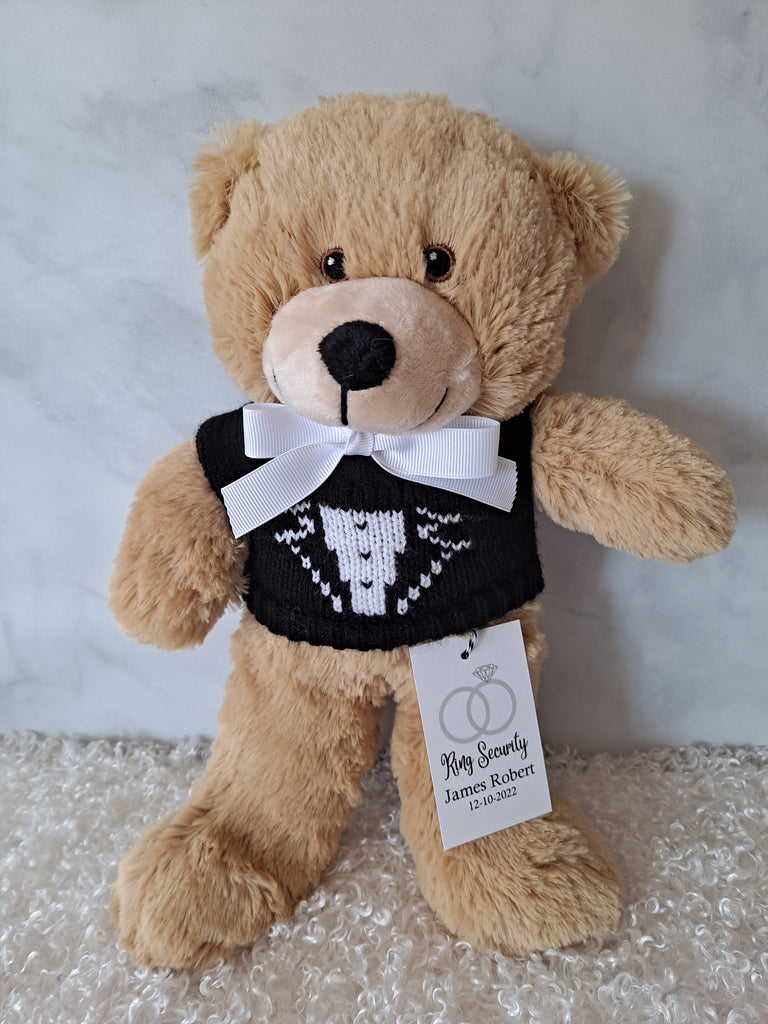 Tuxedo Teddy Bear, Light Brown Small 10inch Bear - The Lovely Gift Co