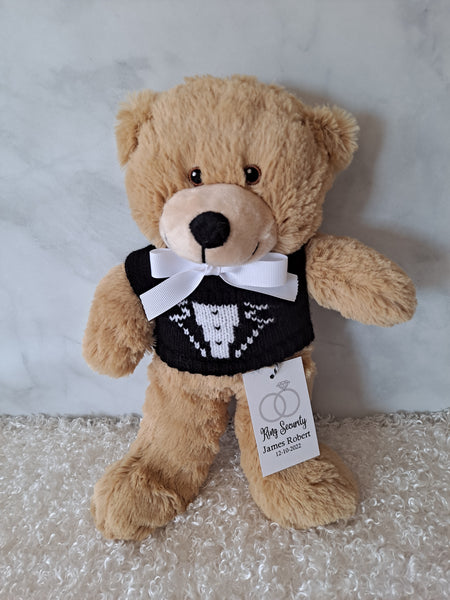Tuxedo Teddy Bear, Light Brown Small 10inch Bear - The Lovely Gift Co