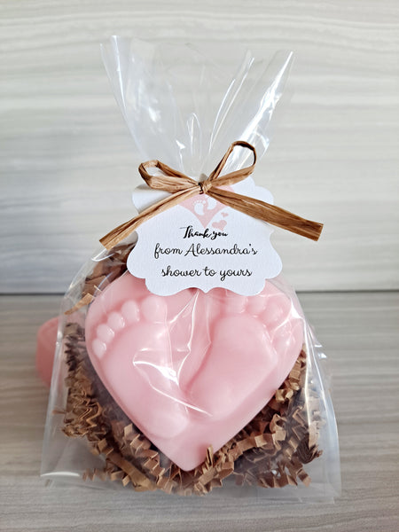 Baby Shower Heart Foot Print Soap Favors Set of 12 - The Lovely Gift Co