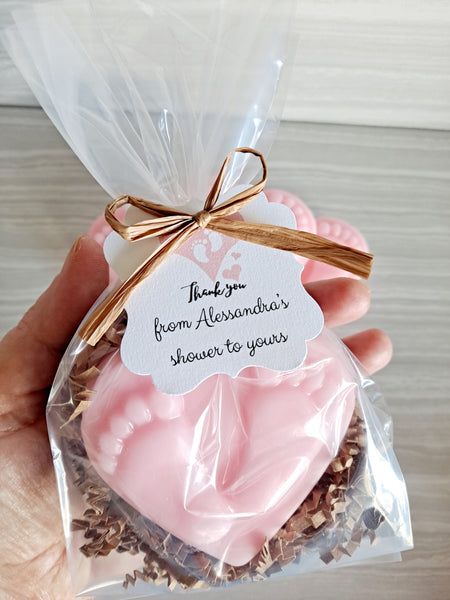 Baby Shower Heart Foot Print Soap Favors Set of 12 - The Lovely Gift Co
